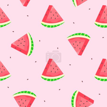Photo for Watermelon pattern with seeds. Pink background. Vector design. - Royalty Free Image