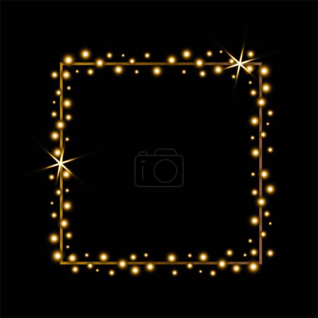 Foto de Marco cuadrado con luces. Decoración de Navidad. Diseño vectorial. - Imagen libre de derechos