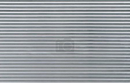 Photo for Gray metal shutters. Background of horizontal galvanized sheet metal texture. - Royalty Free Image