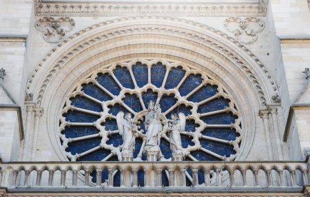 Photo for Stained glass windows of Notre Dame cathedral in Paris. - Royalty Free Image