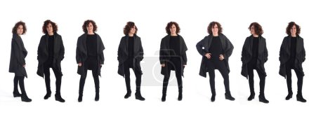 Téléchargez les photos : Various poses of same women  standing on white background - en image libre de droit
