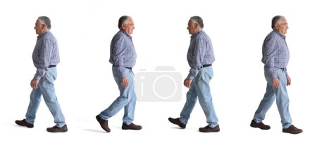 Photo for Side view of same man walking on white background - Royalty Free Image
