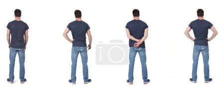 Photo for Back view of a group of  same man on white background - Royalty Free Image