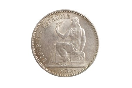 Foto de Moneda española, una peseta, República española, una peseta, 1933 (plata) - Imagen libre de derechos