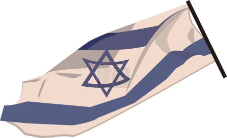 flag of the state of Israel fluttering in the wind for graphic design on a white background