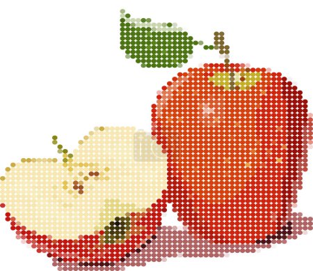 Téléchargez les illustrations : Image pour la créativité "pommes" en carrés - broderie ou dessin, créativité - en licence libre de droit