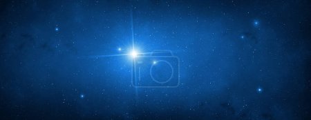 Foto de Shining stars in dark space. Panoramic universe background. Panoramic image of milky way galaxy. - Imagen libre de derechos