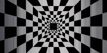 Foto de Black and white tunnel pattern. High resolution abstract optical illusion photo. - Imagen libre de derechos