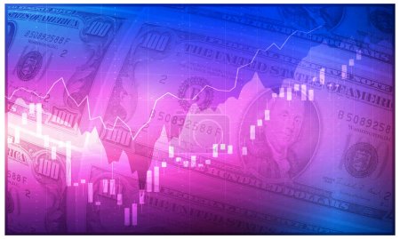 Photo for Abstract graph of stock market and financial data on dollar background. Growth, business financial investment or economic concept. - Royalty Free Image