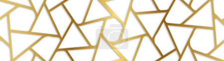 Photo for Horizontal and long stretch ceiling model. Shiny golden yellow 3d geometric stripes pattern on white background. - Royalty Free Image