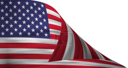 Foto de Ondulada bandera retorcida de los Estados Unidos de América. Imagen de la bandera estadounidense para celebrar los días nacionales - Imagen libre de derechos