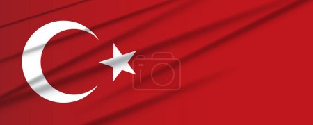 Foto de Bandera de seda de Turquía. Imagen de fondo para la celebración de fiestas nacionales turcas. Fondo horizontal panorámico de la bandera turca. - Imagen libre de derechos