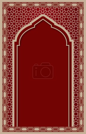 Foto de Diseño de alfombra de oración musulmana. Diseño islámico tradicional. Fondo con un campo de entrada de texto en el centro. - Imagen libre de derechos