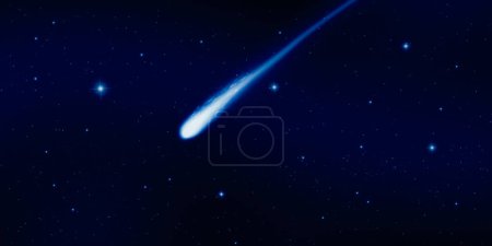 Foto de Hermoso cielo nocturno con cometa, estrellas y vía láctea - Imagen libre de derechos