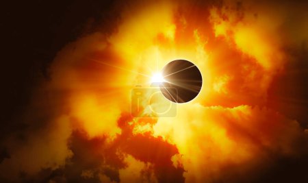 Téléchargez les photos : Éclipse solaire totale dans le ciel sombre
. - en image libre de droit