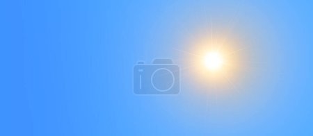 Summer heat. Sunny sky background image. The sun shines in a cloudless blue sky. Extremely hot weather. 