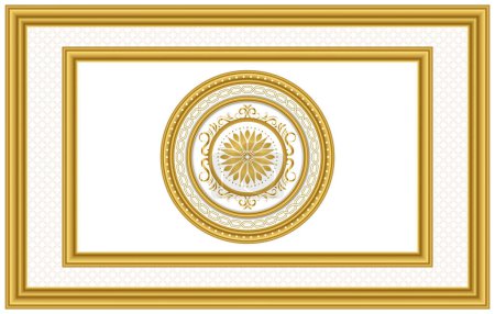 3d Gold runde dekorative Ornamente auf islamischem Hintergrund. Foto für Deckendekoration.