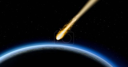 Photo for Meteor shower. Comet approaching our Earth. - Royalty Free Image