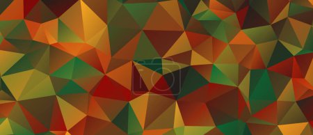 Multicolored low poly background. Polygonal background. Can be used as design element, wallpaper, decorative background. Red, orange, green colors.