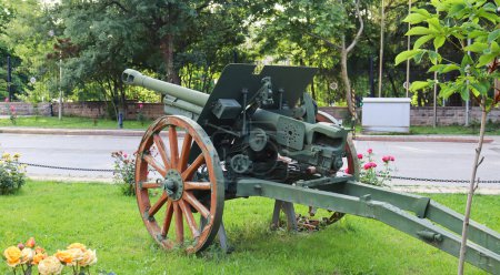 Military cannon. Old cannon from the 19th century in the open-air war museum. Ottoman army cannon from World War I