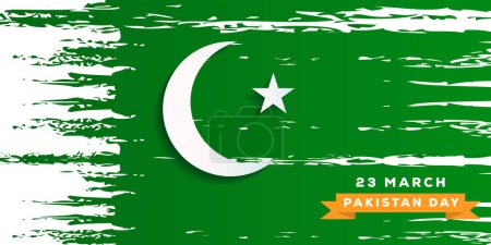 Téléchargez les illustrations : Conception de concept de bannière horizontale de jour de pakistan - en licence libre de droit