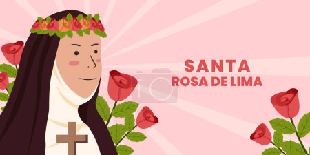 horizontal banner Santa rosa de lima illustration in flat design