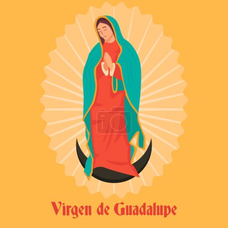 Illustration for Vector flat design Virgen de Guadalupe illustration - Royalty Free Image