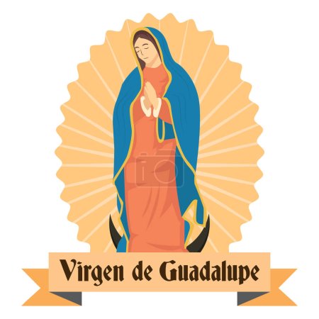 Illustration for Virgen de Guadalupe illustration in flat style design - Royalty Free Image