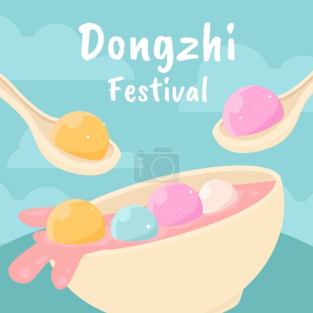 Ilustración de Vector dongzhi festival ilustración en estilo de diseño plano - Imagen libre de derechos