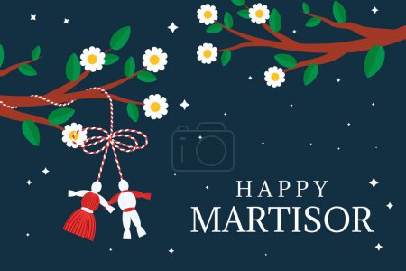 happy martisor background illustration vector design