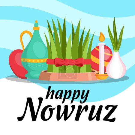 Téléchargez les illustrations : Plat vecteur Nowruz célébration illustration conception - en licence libre de droit