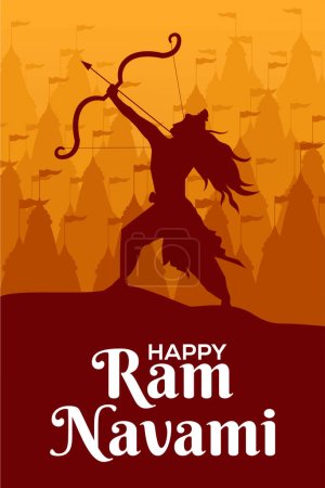 Illustration for Happy ram navami festival vertical banner illustration vector - Royalty Free Image