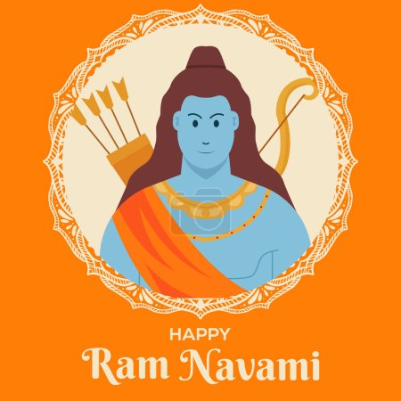 Illustration for Ram navami celebration illustration in flat vector design style - Royalty Free Image