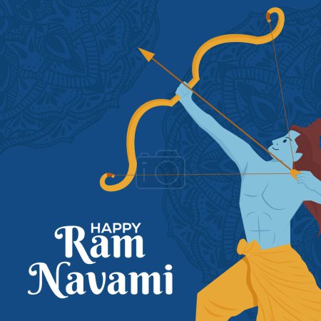 Illustration for Flat design vector happy ram navami festival illustration - Royalty Free Image