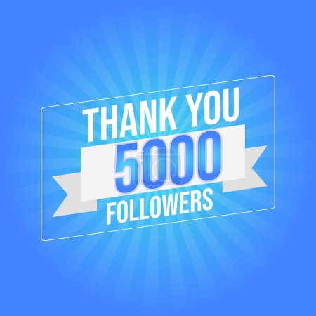Thank you design Greeting card template for social networks followers, subscribers, like. 5000 followers. 5k followers celebration