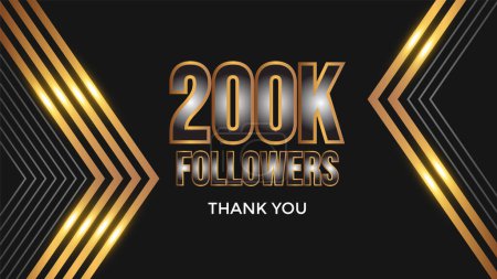 Téléchargez les illustrations : Thank you 200000 followers congratulation template banner. 200k followers celebration - en licence libre de droit