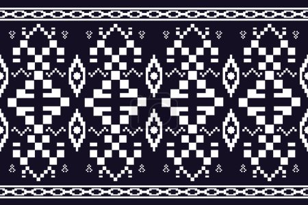 Foto de Patrón sin costuras de tejido tailandés, formas geométricas orientales, diseño azteca abstracto para tela de ropa, sarong. - Imagen libre de derechos