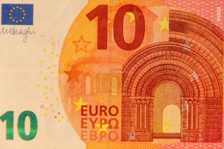 Macro shot of ten euro banknote