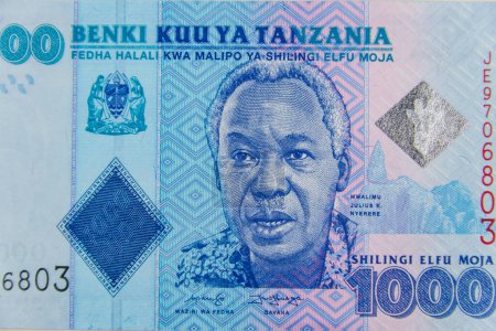 Macro shot of the one thousand tanzanian shillings banknote