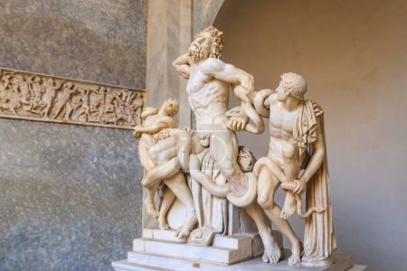 Photo for Ancient statue of Laocoon and his sons, also knowns as Laocoon group, in Vatican Museums - Royalty Free Image