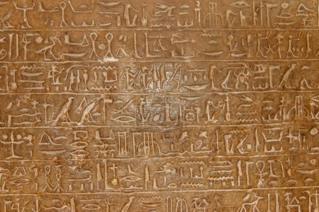 Téléchargez les photos : Hiéroglyphes égyptiens antiques sculptés sur le mur de pierre - en image libre de droit