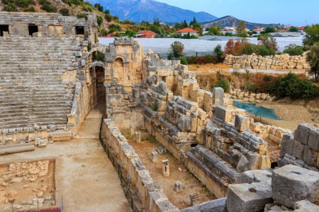 Photo for Ruins of ancient Greek-Roman theatre of Myra in Demre, Antalya province in Turkey - Royalty Free Image