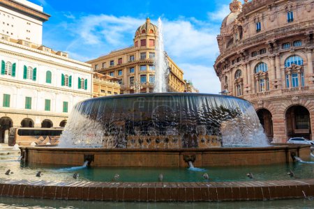 Fountain at Piazza de Ferrari in Genoa, Italy