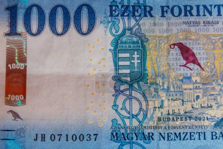Macro shot de 1000 billet de forint hongrois