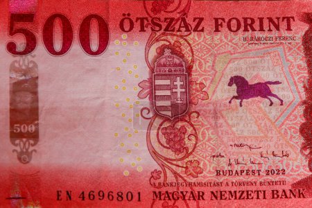 Macro shot de 500 billets de forint hongrois