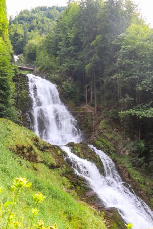 Giessbach-Wasserfall fließt in Brienzer See in der Schweiz