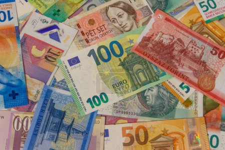 Hintergrund der Währungen aus verschiedenen europäischen Ländern