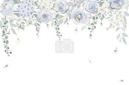 Téléchargez les photos : Fleurs feuilles cadre aquarelle ton pastel fond élément de conception - en image libre de droit