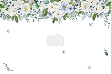 Téléchargez les photos : Fleurs feuilles cadre aquarelle ton pastel fond élément de conception - en image libre de droit