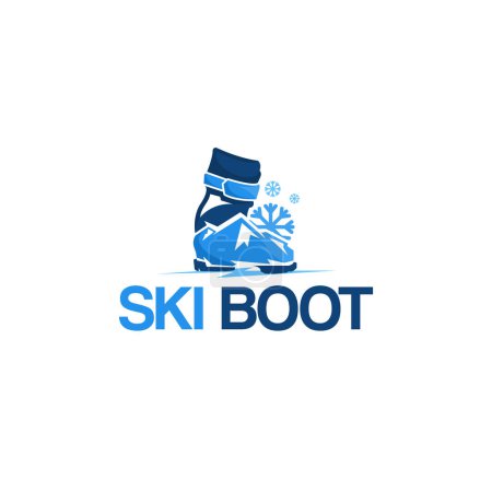 Ilustración de Diseño moderno del logotipo de SKI BOOT Snow Mountain Ilustración vectorial adecuada para deportista de descenso deportivo muchos más - Imagen libre de derechos